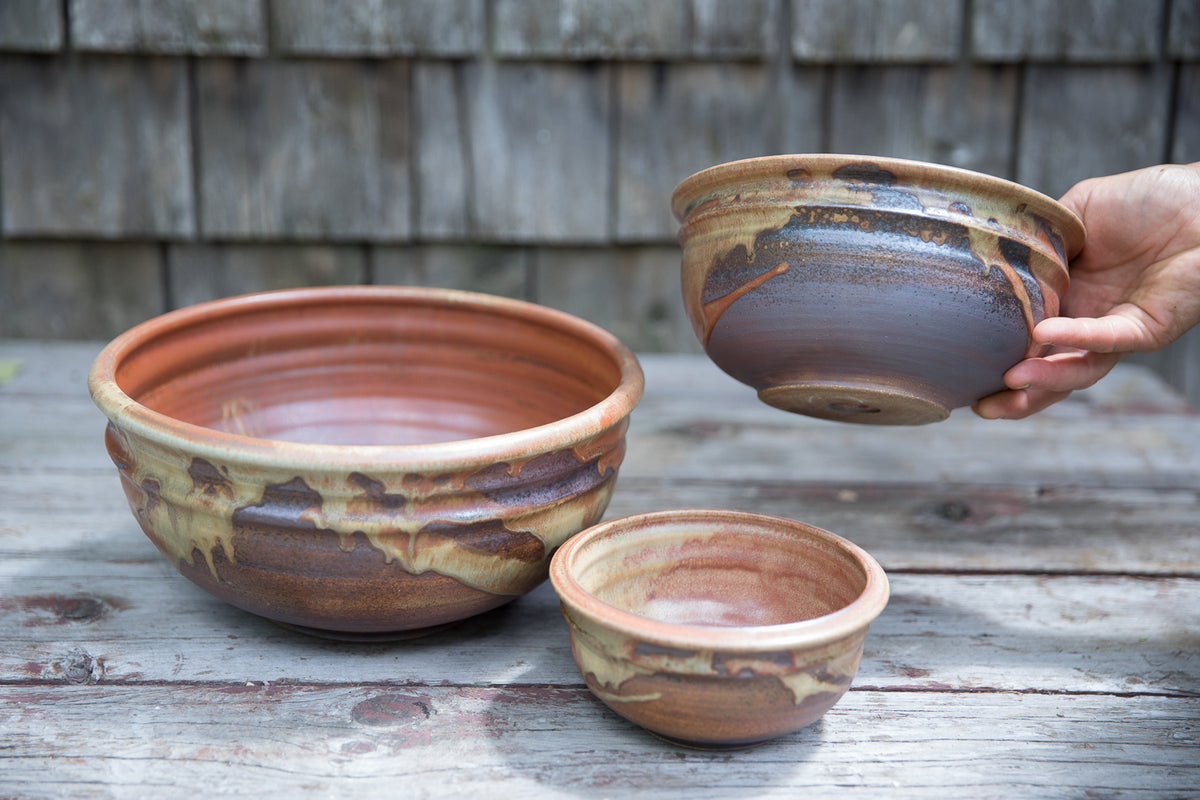 set of 3 nesting bowls--handmade pottery three bowl set--ceramic mixing and  serving bowls — CRUTCHFIELD POTTERY