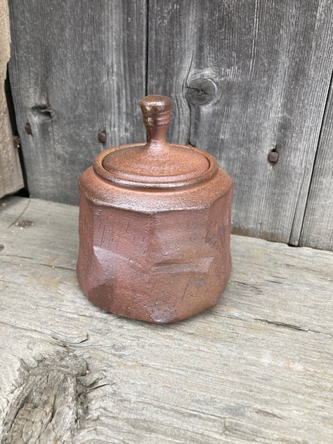 Small Faceted Jar- Wood Fired