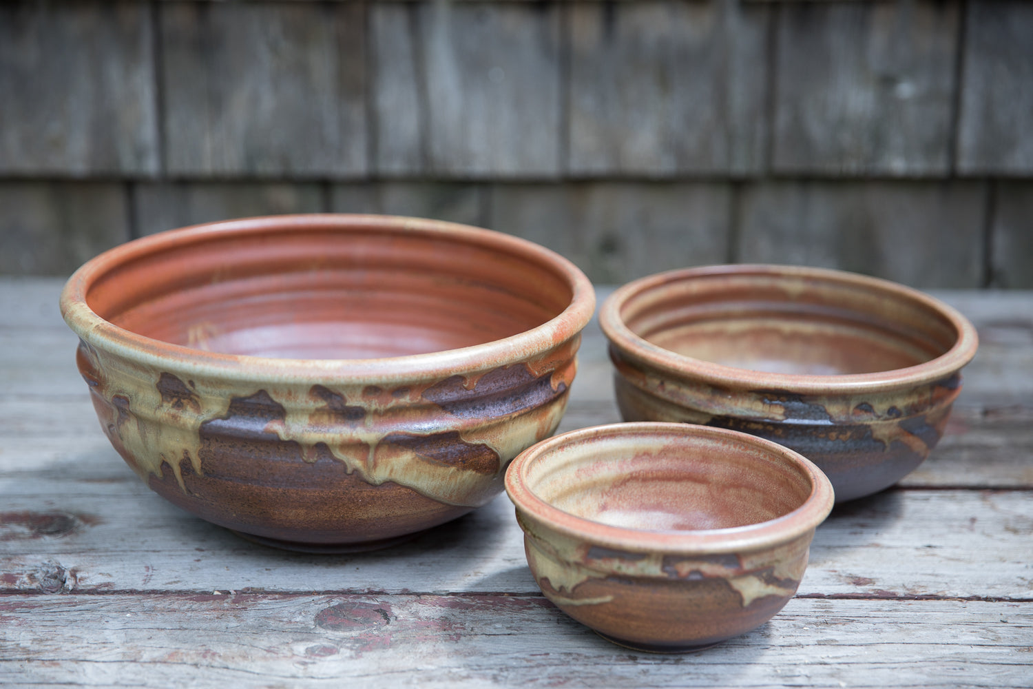 set of 3 nesting bowls--handmade pottery three bowl set--ceramic mixing and  serving bowls — CRUTCHFIELD POTTERY