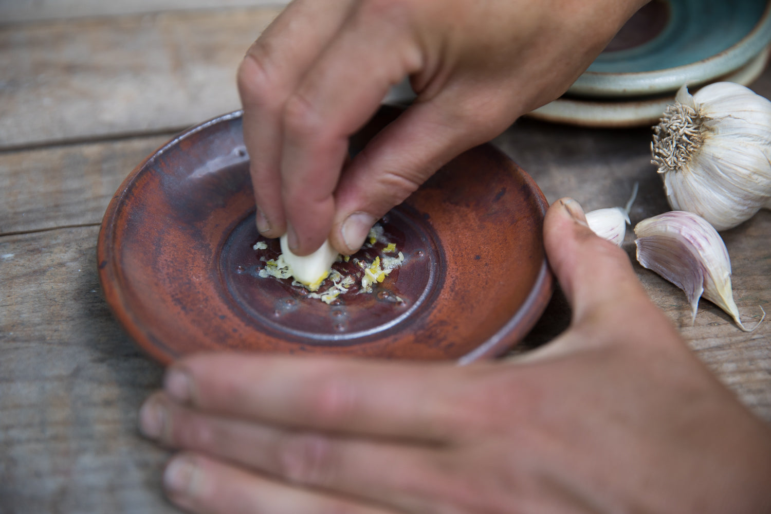 garlic grater dish in sage – Hamlet Pottery